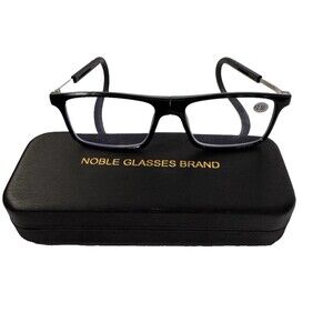 Magnetic Closure Blue Light Blocking 2.5 Reading Glasses Black with Hard Case